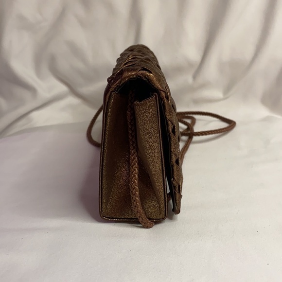 Triangular Clutch, Crossbody Purse with Golden Shimmer - Picture 7 of 7